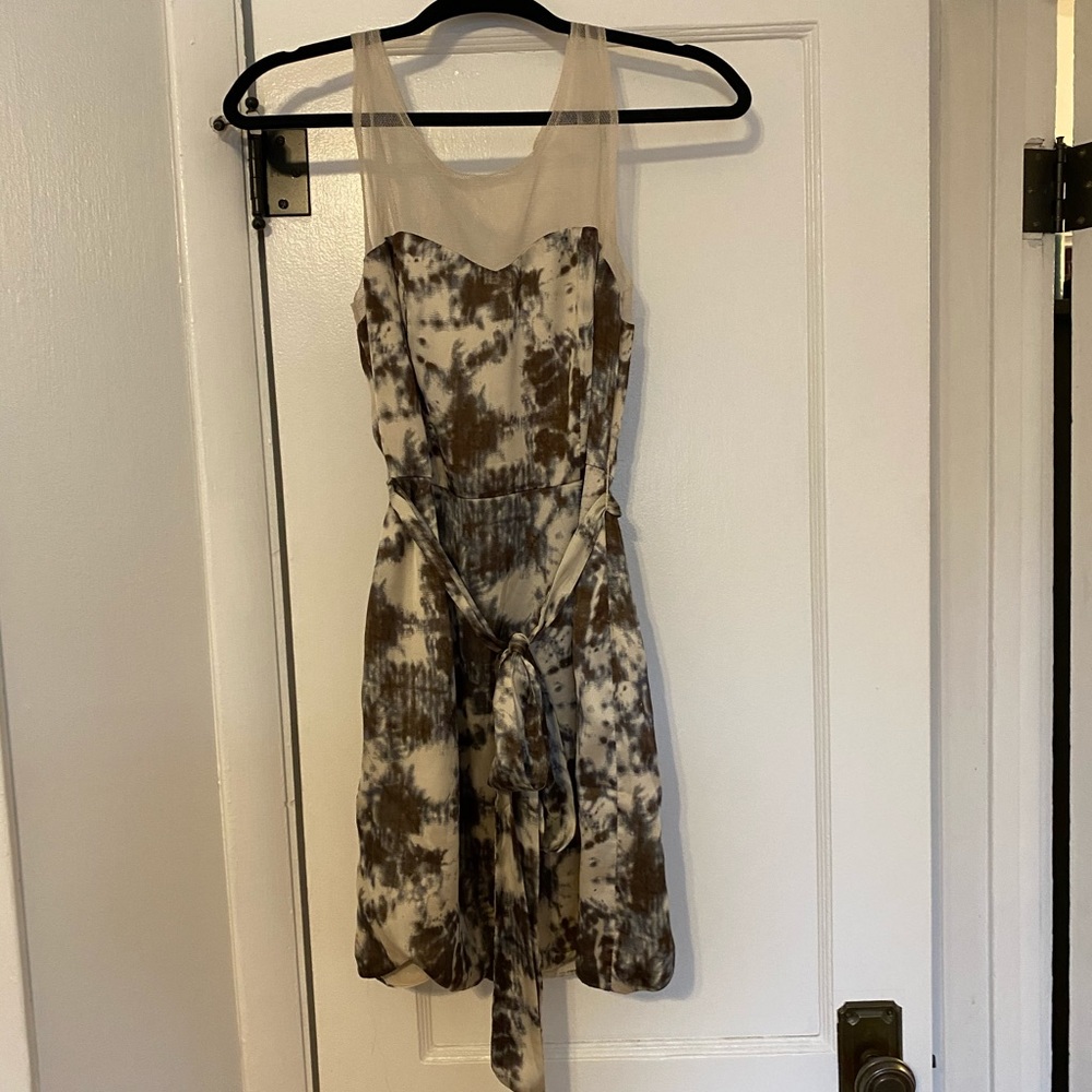 Silk tie dye mini dress with sheer straps